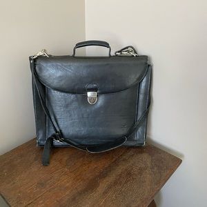 Mens Frye Leather Briefcase Laptop Bag Top Black